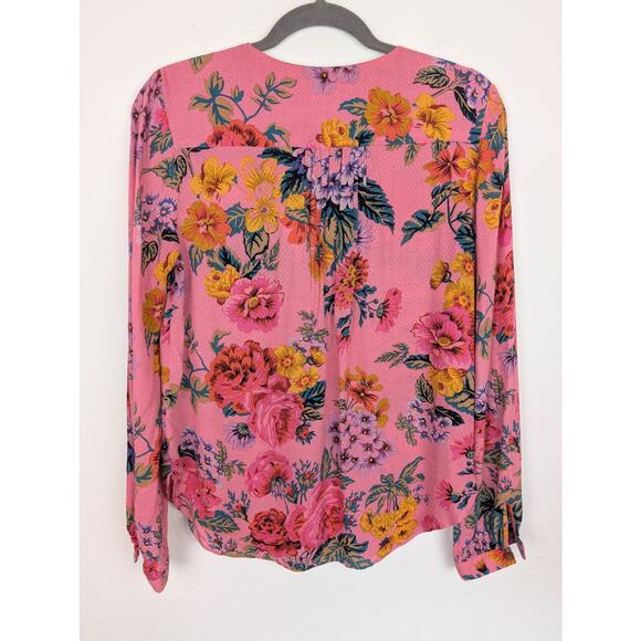 Anthropologie Maeve Top Manifold Button Down Shirt Floral Boho Pink Size 8 - Picture 8 of 15